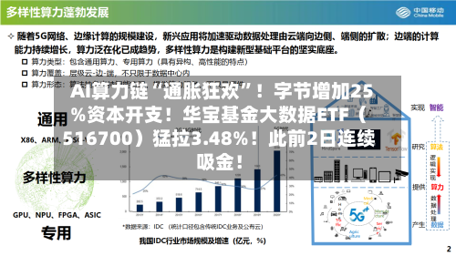 AI算力链“通胀狂欢”！字节增加25%资本开支！华宝基金大数据ETF（516700）猛拉3.48%！此前2日连续吸金！