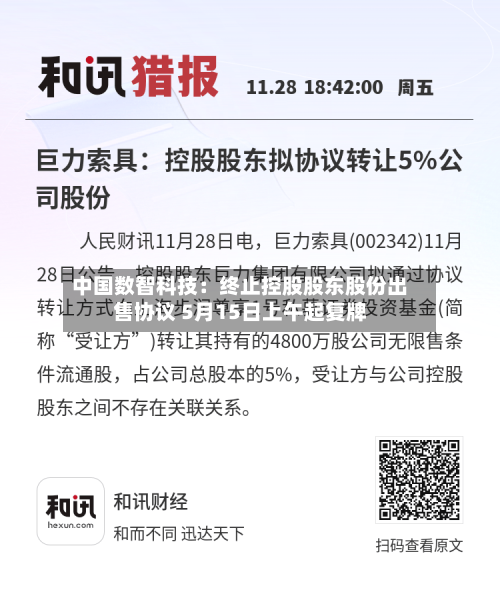中国数智科技：终止控股股东股份出售协议 5月15日上午起复牌