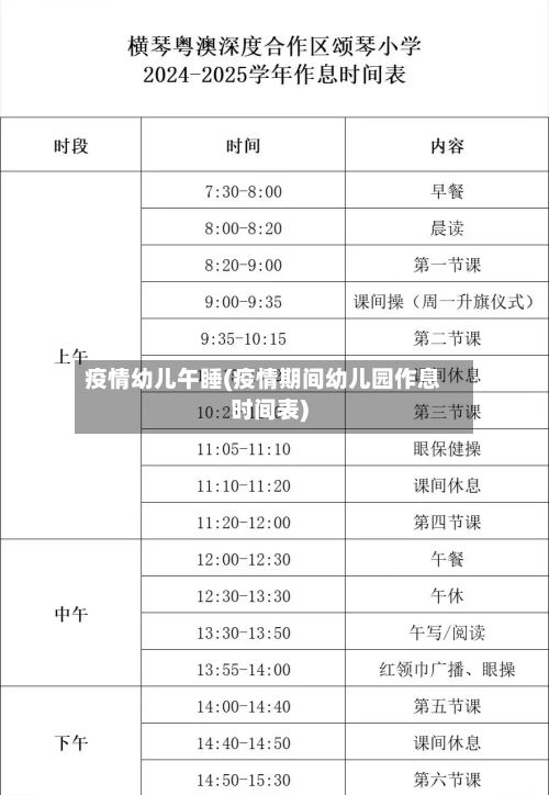 疫情幼儿午睡(疫情期间幼儿园作息时间表)