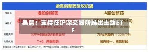 吴清：支持在沪深交易所推出主动ETF