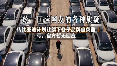 传比亚迪计划让旗下各子品牌自负盈亏，官方暂无回应