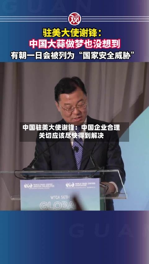 中国驻美大使谢锋：中国企业合理关切应该尽快得到解决