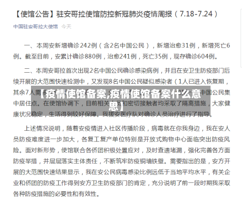 【疫情使馆备案,疫情使馆备案什么意思】