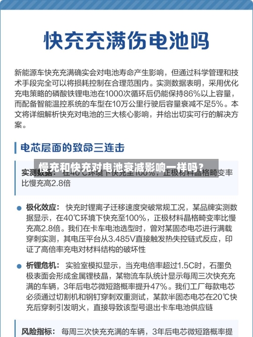慢充和快充对电池衰减影响一样吗？