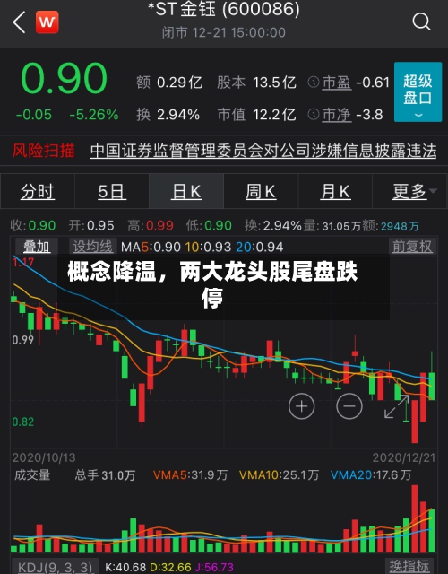 概念降温，两大龙头股尾盘跌停
